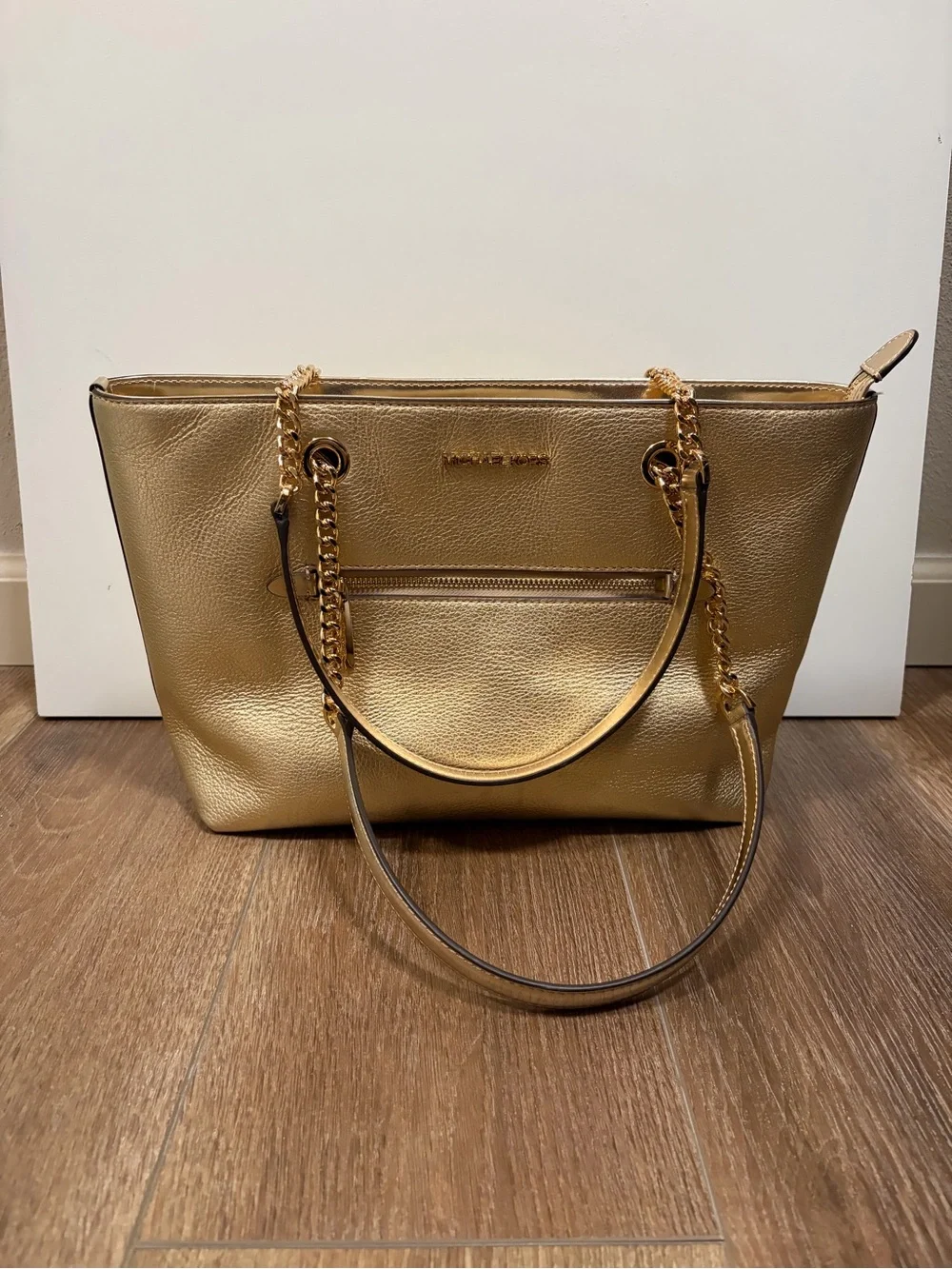Michael Kors Gold Leather Tote Bag